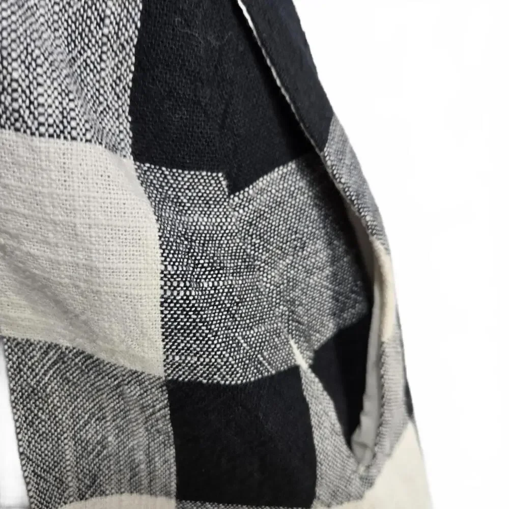 Rachel Roy XXL Black White Gingham Cotton Midi Dress Button Front Pockets - Picture 7 of 9